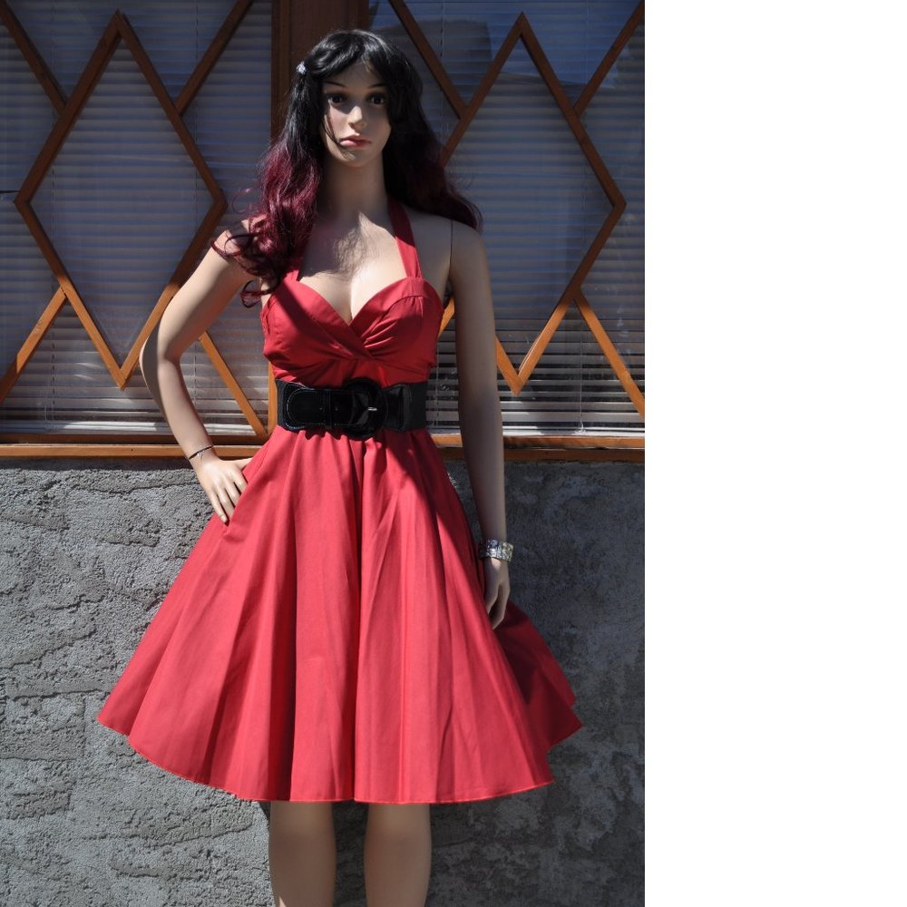 1950's Pin Up Rockabilly Party Dress Retro Vintage halter style